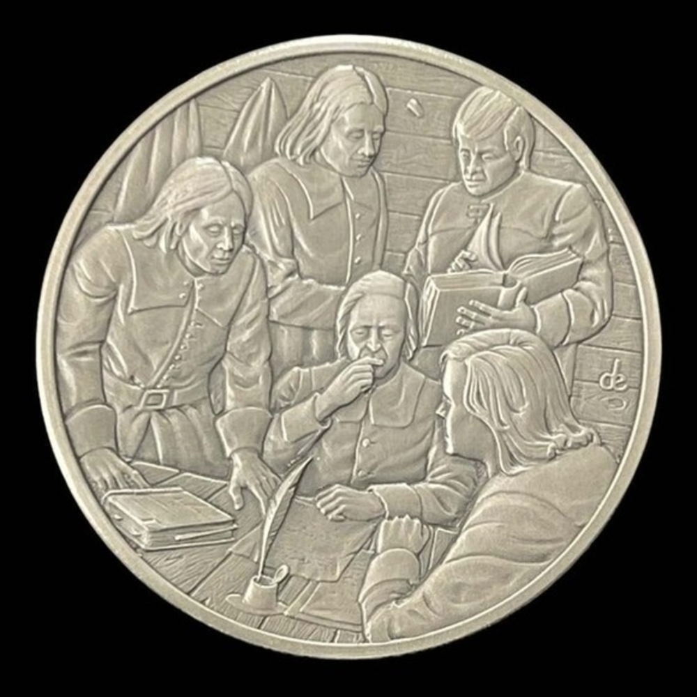 Franklin Mint History of Colonial America Pewter Medal Fundamental Orders VG
